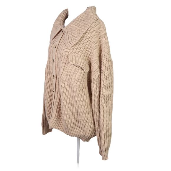 Beaumont Soho Cardigan Sweater Tan Chunky Collar Wool Blend 2X NWT - Picture 4 of 6